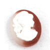 까메오(여인)-타원형 갈색바탕흰색여자 (8x10mm)(1개)  